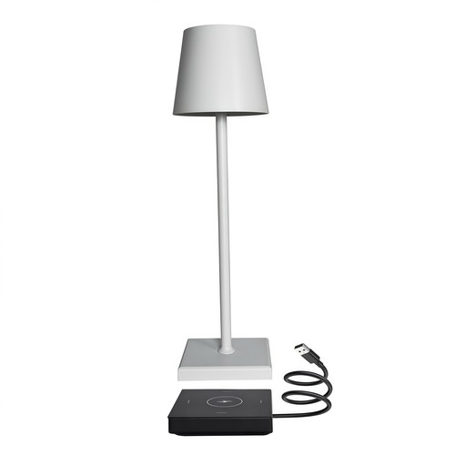 LED bordslampa inkl. trådös laddning - Vit, IP54 Inomhus/utomhus, touchdimbar