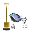 Uppladdningsbar LED bordslampa med trådös laddning - Guld, IP54 Inomhus/utomhus, touchdimbar