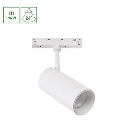 20W SHIFT BASIC SPOT L för 48V skensystem - 2220lm, 24°, 2700K, vitt hölje, IP20