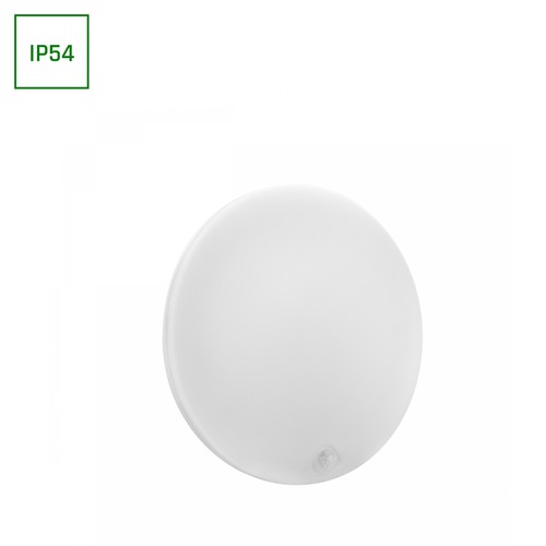 18W Nymphea Proxi PIR - IP54, Ø30cm, 30x6cm, 120°, rund, vit
