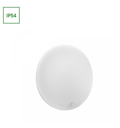 18W Nymphea Proxi PIR - IP54, Ø30cm, 30x6cm, 120°, rund, vit