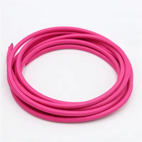 5m Tygkabel 2x0,75 mm², textil - 230V, Roseröd