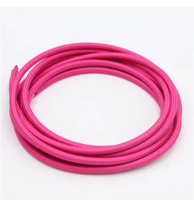 5m Tygkabel 2x0,75 mm², textil - 230V, Roseröd