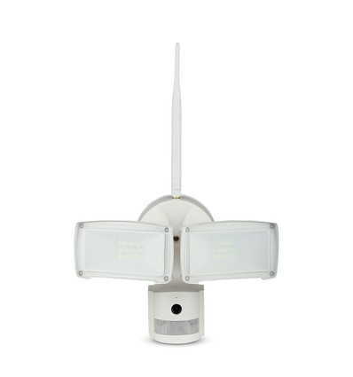 18W LED strålkastare med WiFi kamera och PIR sensor - 600lm, IP65, vit, utomhus, kallvit
