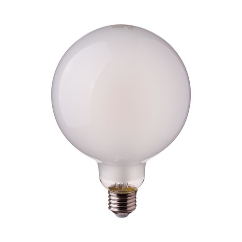 E27 7W LED filament lampa - G125, frostat glas, 840lm, 6400K, 300°