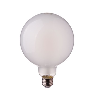 E27 7W LED filament lampa - G125, frostat glas, 840lm, 6400K, 300°