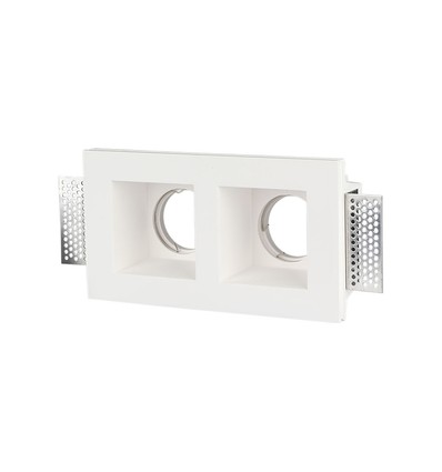 Dubbel gips infällnadsspot - Fyrkantig, vit, för 2x GU10/GU5.3, max 35W, IP20