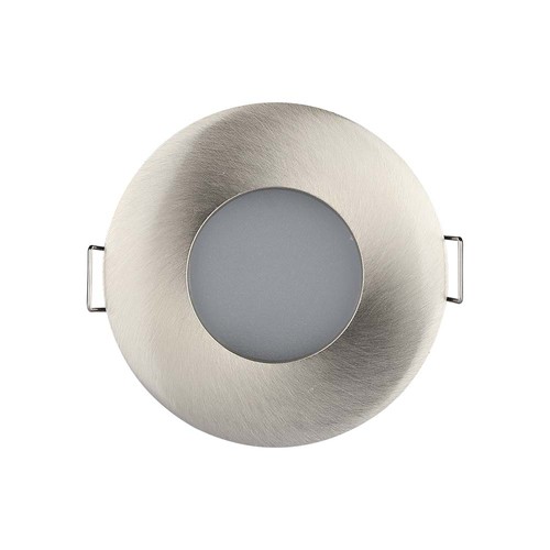 GU10 infälld downlight, Satin nickel - Rund, IP54, Hål: Ø7,5 cm, Mått: Ø8,4 cm, utan ljuskälla