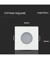 GU10 infälld downlight, kvadratisk - Vit, IP54, Hål: Ø7,5 cm, Mått: 84x84 mm, zinklegering