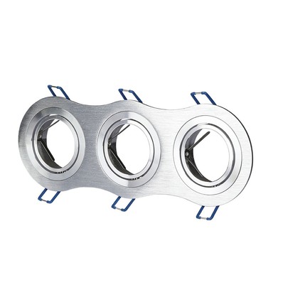 3xGU10 infälld spot - Rund, borstad aluminium, IP20 inomhus, utan ljuskälla