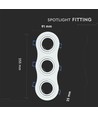 3-håls GU10 infälld spot - Rund, vit, aluminium, hål: 23,5 x 7,5 cm, mått: 25,5 x 9,1 cm