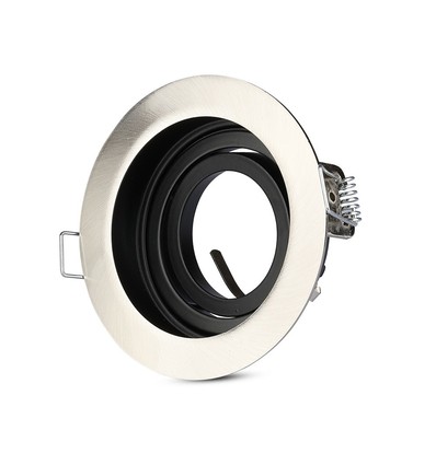 GU10 infälld spotlight, djup design - Rund, Satin nickel, Hål: Ø9 cm, Mått: Ø10 cm