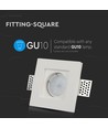GU10 infällnadsspot i gips, fyrkantig - Vit, utan ljuskälla, hål: 10,3 x 10,3 cm, IP20