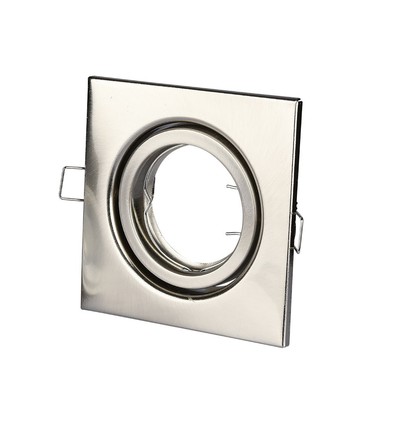 GU10 infällnadsspot - Satin nickel, kvadratisk, hål: Ø7,4 cm, Ferrum