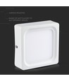 15W kvadratisk LED påbyggnadspanel - 1500lm, 15,5x15,5cm, vit kant, varmvit