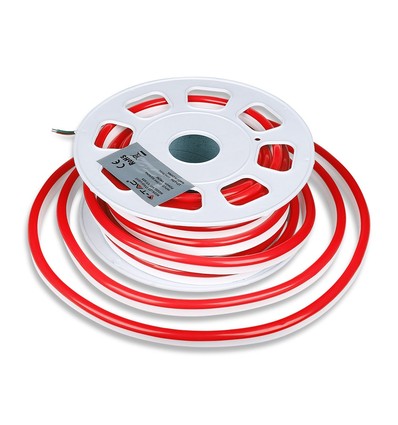 10m 8W/m Röd Neon Flex LED - 24V, IP65, 9x16,5mm