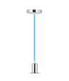 E27 pendelupphäng i krom med ljusblå sladd - Ø3,6cm, cylinderformad, metall, utan ljuskälla