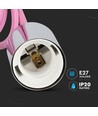 Chrome pendelupphäng med rosa sladd - E27 sockel, metallkopp, utan ljuskälla