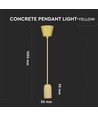Gul betong pendellampa, E27 sockel - Max 60W, Ø5cm, utan ljuskälla