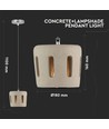 Ø18cm pendellampa i betong - E27 sockel, max 60W, 1m sladd, IP20 inomhus