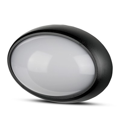 8W oval LED taklampa - IP54, svart, 18,7 x 12,6 cm, vägg/takmontering, inkl. ljuskälla