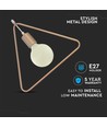 Geometrisk triangulär pendel, Champagne guld - E27 sockel, 1m sladd, metall, max 60W