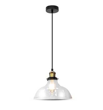 Ø24,5cm E27 pendel i glas - Transparent, max 60W, 110cm höjd, metallbas