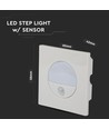 3W LED downlight med sensor - 4000K, 130 grader sensor, aluminium, vit kant