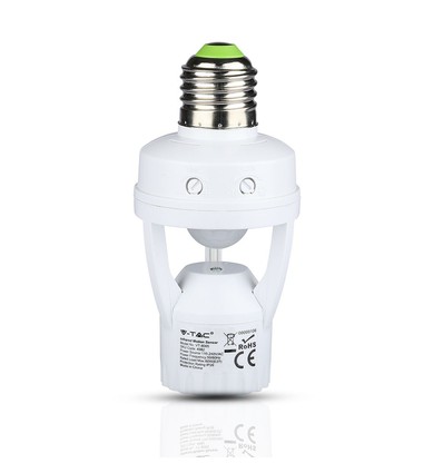 E27 sockel med 360° infraröd rörelsesensor - Max 60W, räckvidd upp till 6m, inomhus/utomhus
