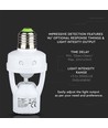 E27 sockel med 360° infraröd rörelsesensor - Max 60W, räckvidd upp till 6m, inomhus