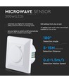 Mikrovågsrörelsesensor för vägginbyggnad - max 300W LED, IP20, vit, justerbar tid och ljusstyrka