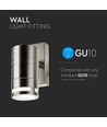 GU10 vägglampa i rostfritt stål - IP44 utomhus, glas, utan ljuskälla