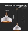 Trätop Järn Pendellampa E27 - Vit