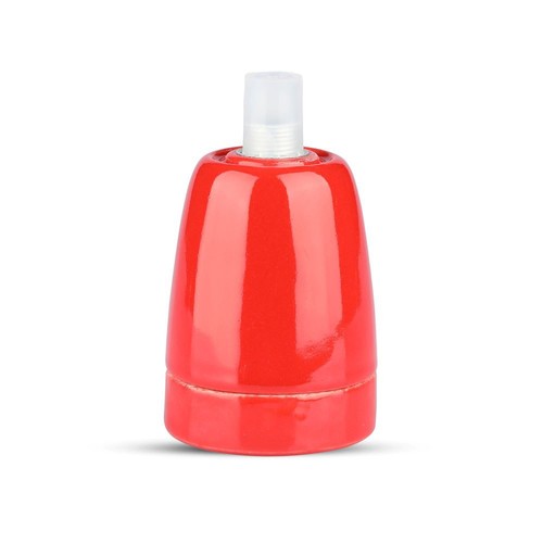 E27 porslinssockel, röd - Max 60W, Ø4,7cm, för upphängning