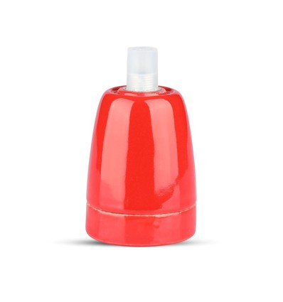 E27 porslinssockel, röd - Max 60W, Ø4,7cm, för upphängning