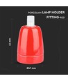E27 porslinssockel, röd - Max 60W, Ø4,7cm, för upphängning