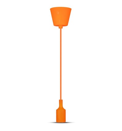 E27 pendelupphäng i orange silikon, 60W - 100cm, IP20, utan ljuskälla