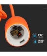 E27 pendelupphäng i orange silikon, 60W - 100cm, IP20, utan ljuskälla