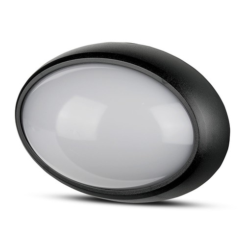 12W oval LED tak/vägglampa - IP54, svart, 3000K, 24,2 x 16,5 cm
