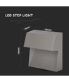 3W kvadratisk LED vägglampa för inbyggnad - IP65, Grå, 4000K, 210lm, trappbelysning
