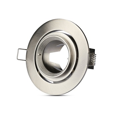 GU10 infälld spot med zoom - Satin nickel, rund, ställbar, aluminium, hål: Ø9,3 cm, mått: Ø10,2 cm