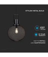 E27 pendel i svart metallnät - Ø30cm, modern design, utan ljuskälla