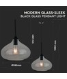 Ø28,5cm pendellampa i svart glas - E27 sockel, max 60W, IP20 inomhus, utan ljuskälla