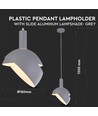 E14 pendelupphäng med grå aluminiumskärm - Ø18cm, 1 meter sladd, max 60W, utan ljuskälla