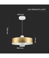 7W LED pendel, guld akrylskärm - Ø34cm, 3000K, 400lm, IP20