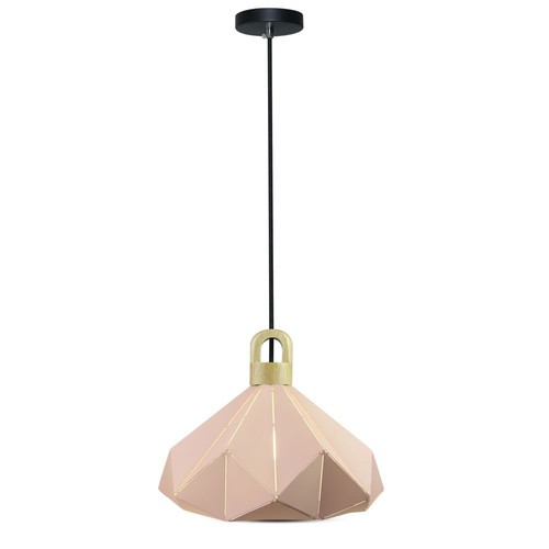 E27 pendel Pastel Wooden Prism - Rosa, Ø32 x 27 cm, utan ljuskälla