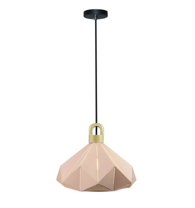 E27 pendel Pastel Wooden Prism - Rosa, Ø32 x 27 cm, utan ljuskälla