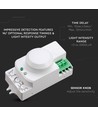 Mikrovågsrörelsesensor med manual override - 360°, 1-8m räckvidd, IP20, vit, max 300W LED