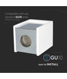 GU10 kvadratisk gips påbyggnadsspot med krombotten - 10x10cm, vit/krom, IP20 inomhus, utan ljuskälla