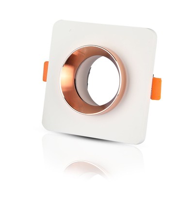 GU10/GU5.3 gips infälld spot - Fyrkantig, matt rosa guld, vit gips, 10x10 cm